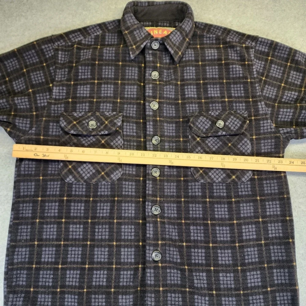 Juneau‎ Fleece Flannel Button Up Shirt Plaid Mens Medium Gray Black Yellow - Picture 6 of 8